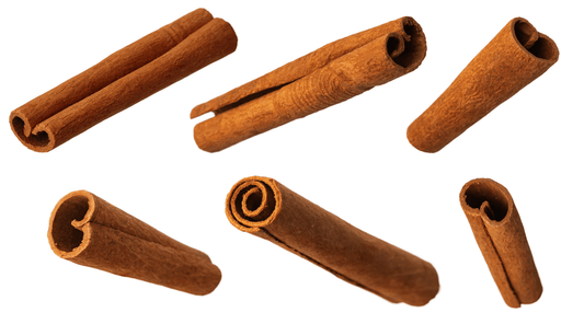 6 Cinnamon Sticks floating in the air