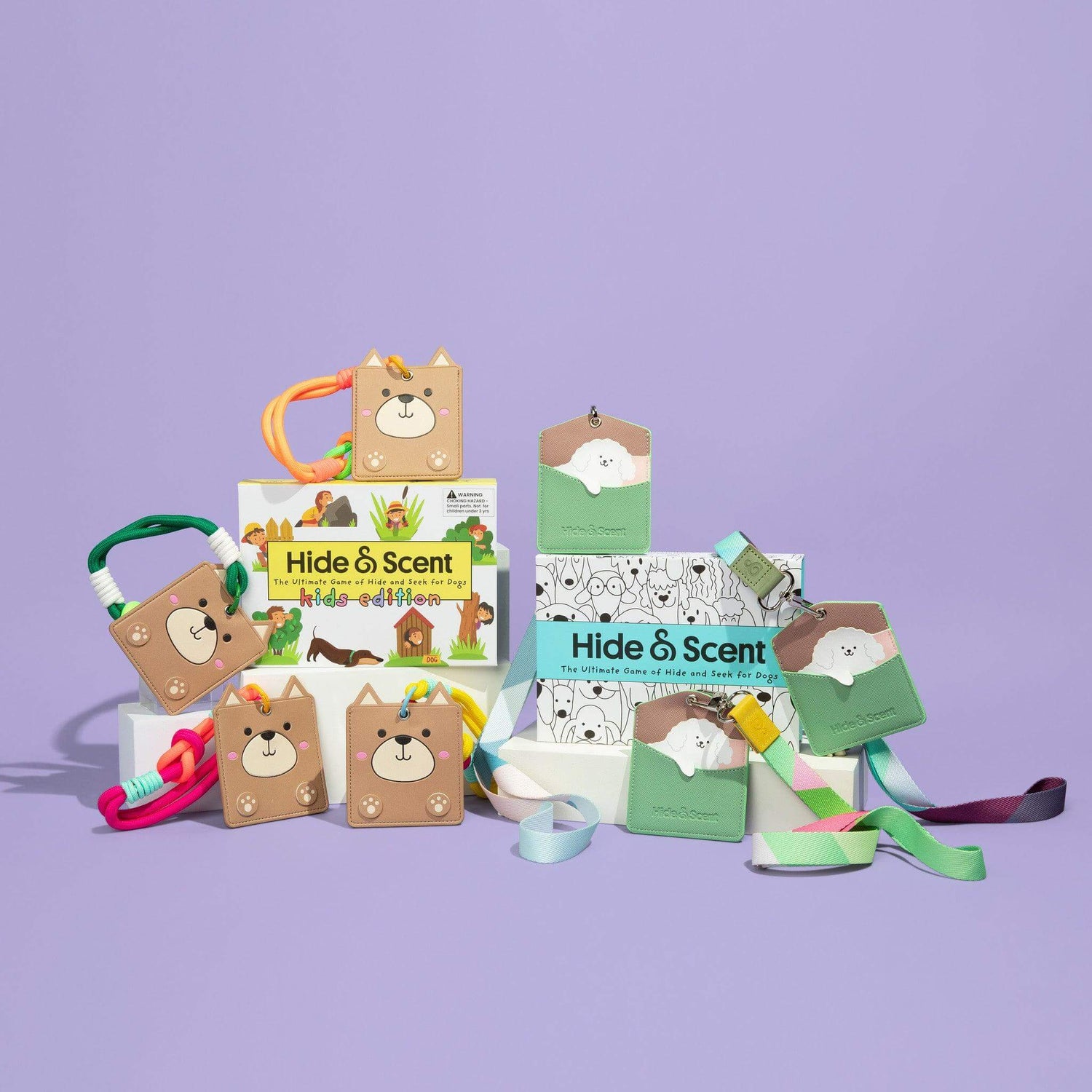 Hide&Scent game kit collection featuring the standard kit and kids edition
